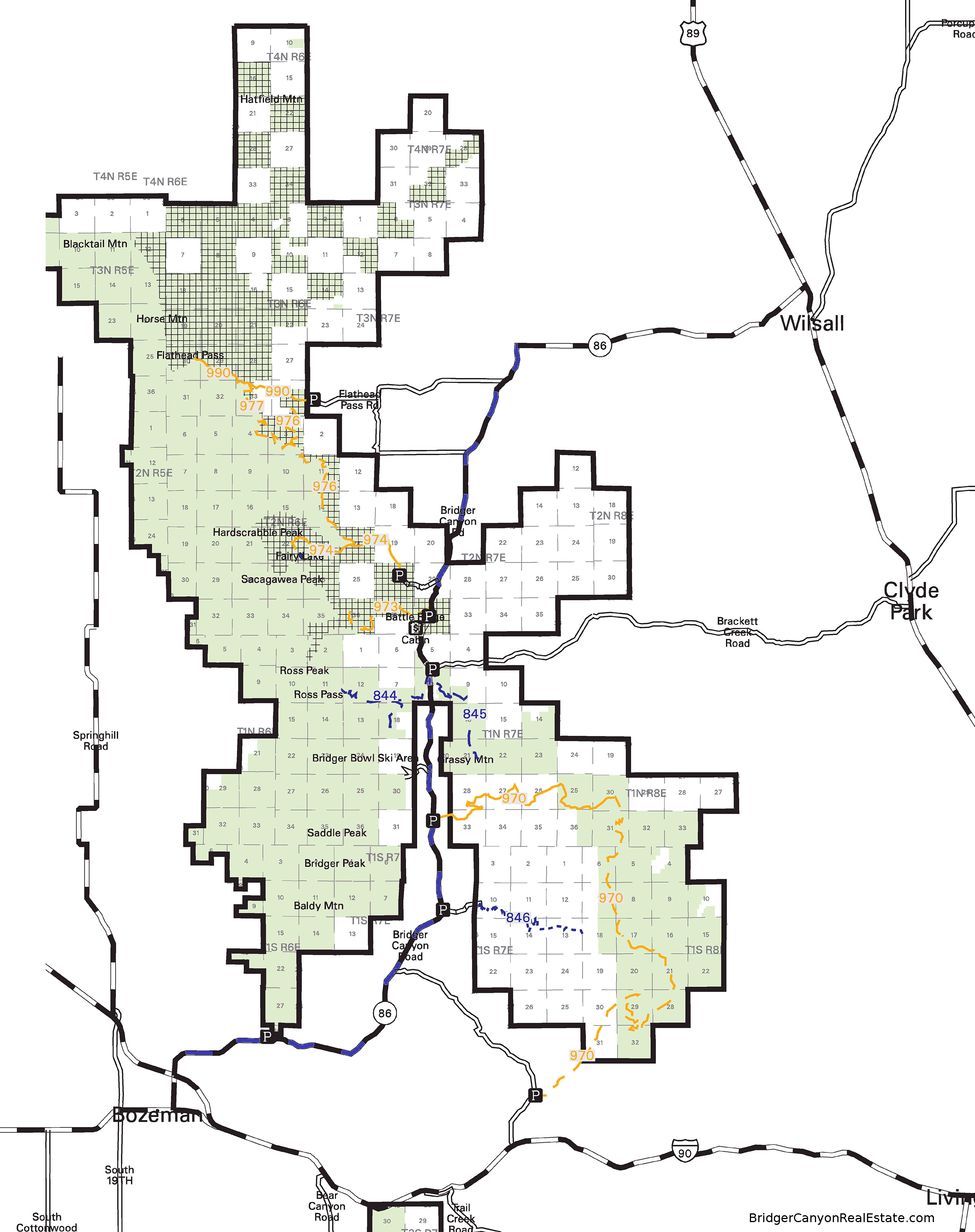 Bridger Canyon Forest Service Map